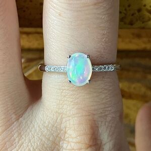 Natural Ethiopian Opal Sterling Silver Ring Size 9